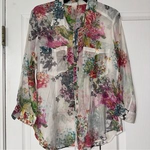 Aratta Blouse exclusive for stitch fix sheer floral cotton Anthropologie